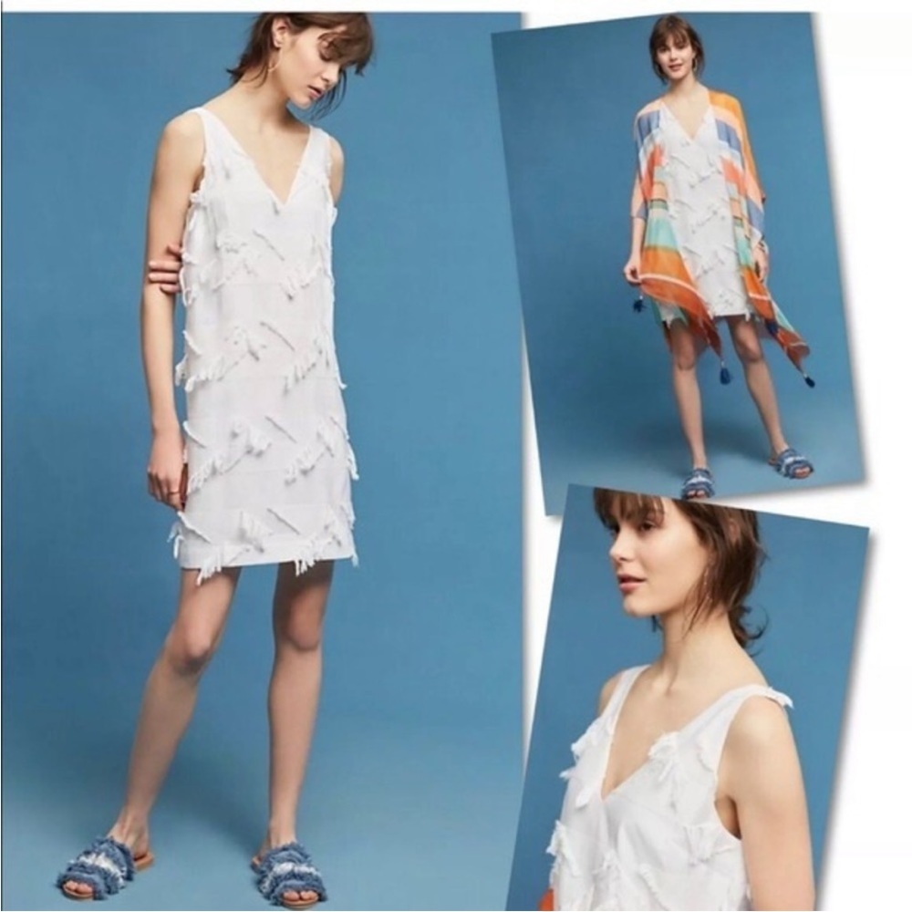 Anthropologie | white fringework sleeveless dress. Size 4